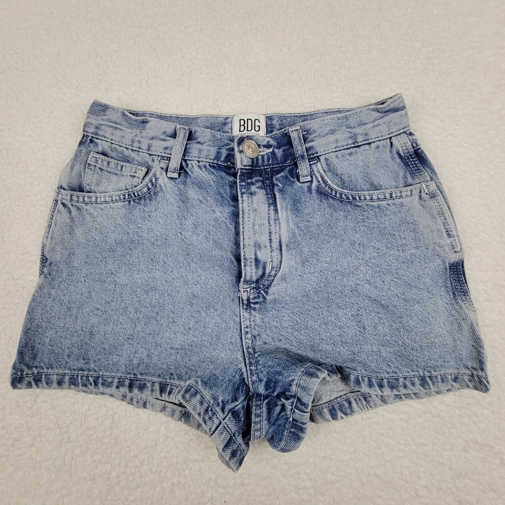 BDG Micro Carpenter Denim Shorts Womens 25 Light Blue Cotton Utility 24x2 388